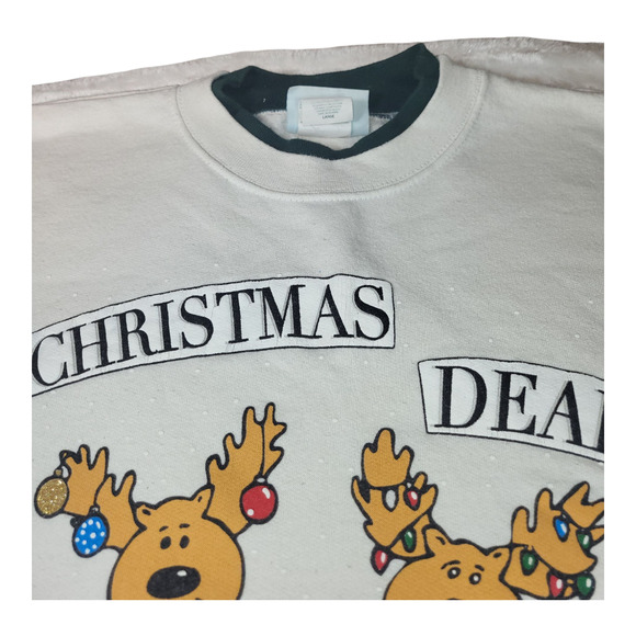 Vintage MC Sportswear Double Crew Christmas Dears Graphic Sweatshirt Large - Picture 5 of 7